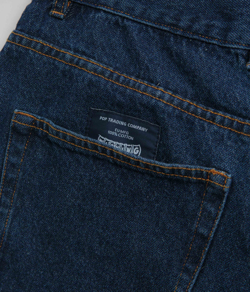 Pop Trading Company DRS Denim Shorts in Rinsed Denim