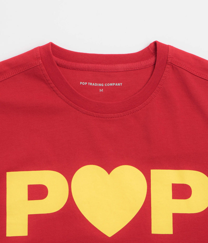 Pop Trading Company Hearts T-Shirt in Haute Red