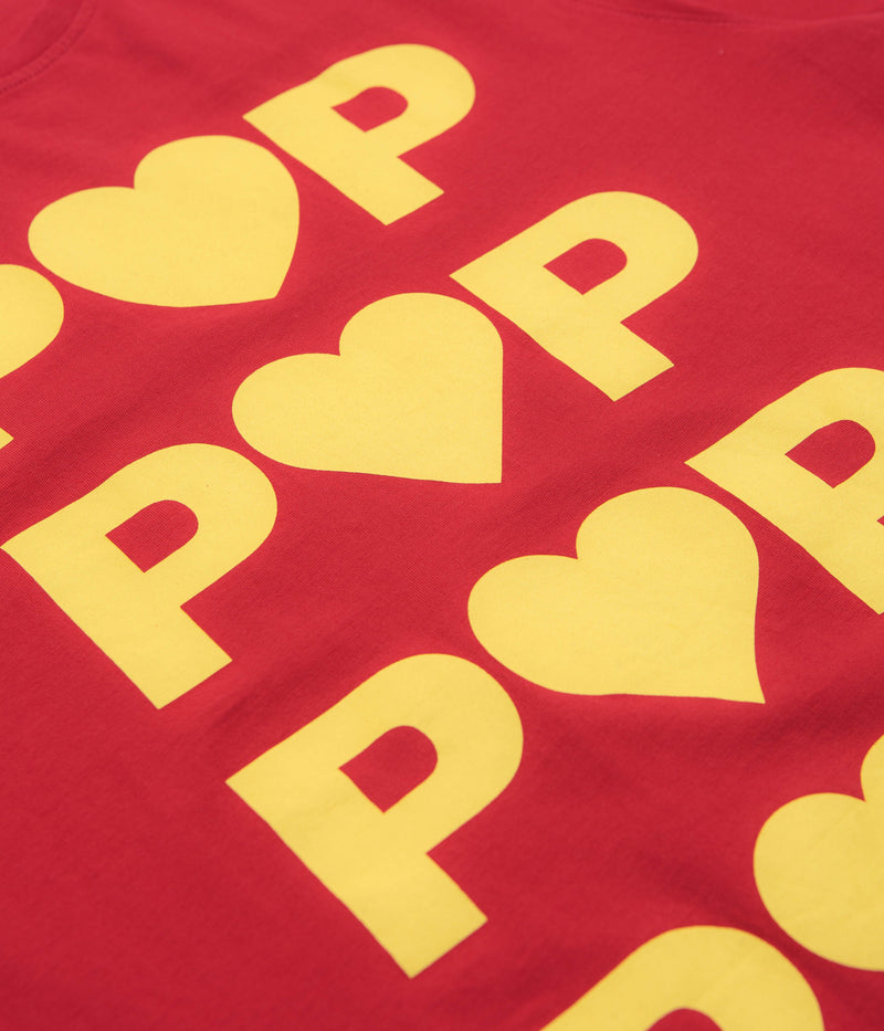 Pop Trading Company Hearts T-Shirt in Haute Red