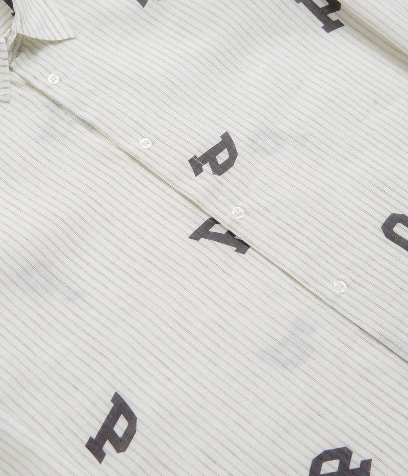 Pop Trading Company Letters Striped Pop Shirt in White Linen