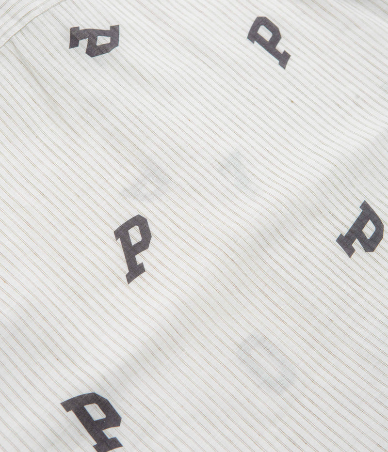 Pop Trading Company Letters Striped Pop Shirt in White Linen