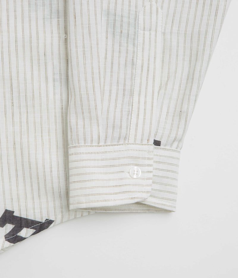 Pop Trading Company Letters Striped Pop Shirt in White Linen