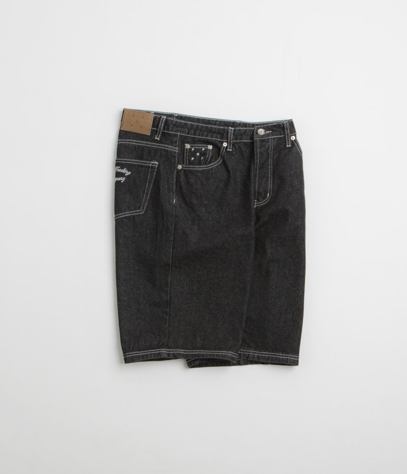 Pop Trading Company Longer DRS Shorts in Black Denim
