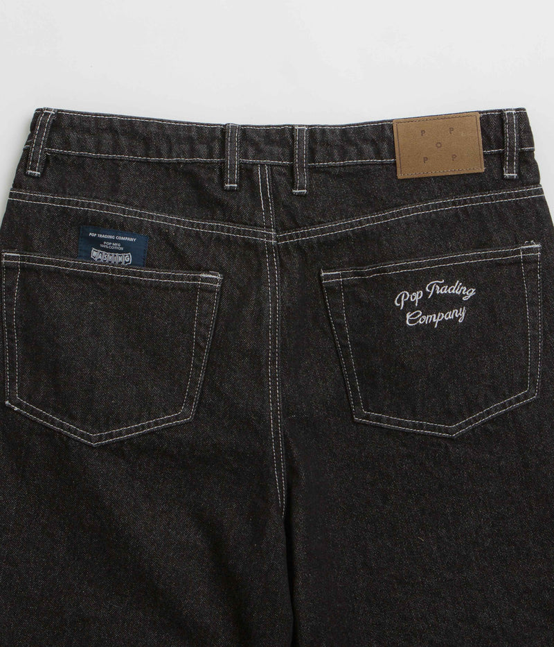 Pop Trading Company Longer DRS Shorts in Black Denim