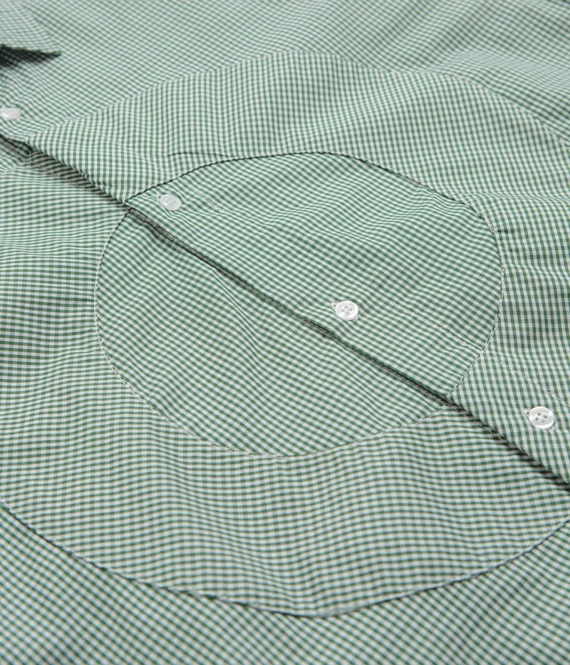 Pop Trading Company O Short Sleeve Gingham Shirt in Green and White
