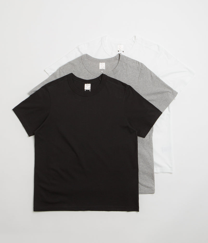 Pop Trading Company Short Sleeve Undershirt (3 Pack) in White and Black / Grey