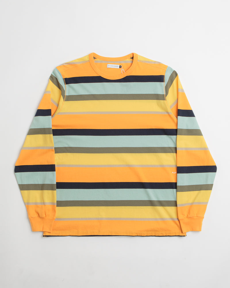 Pop Trading Company Striped Logo Long Sleeve T-Shirt in Yellow and Multicolour