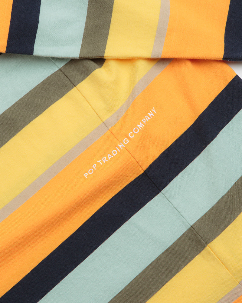 Pop Trading Company Striped Logo Long Sleeve T-Shirt in Yellow and Multicolour