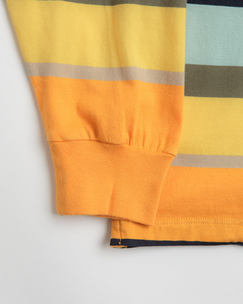 Pop Trading Company Striped Logo Long Sleeve T-Shirt in Yellow and Multicolour