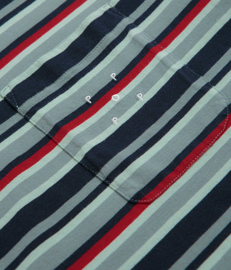Pop Trading Company Striped Pocket T-Shirt in Multicolour and Red