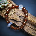 Prayer Beads, Agate Crystal Bracelet - Tibetan Buddhist art, front view