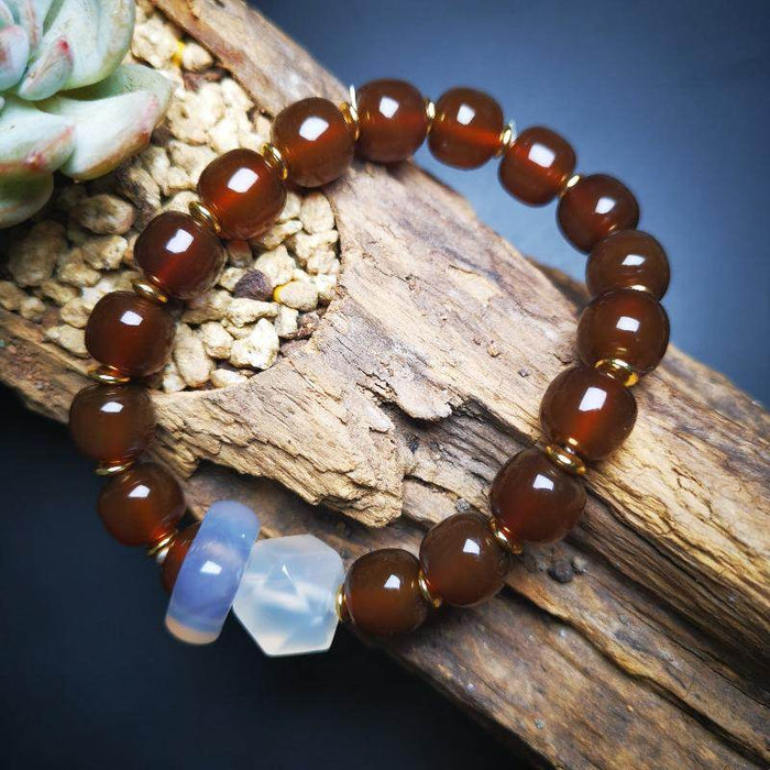 Prayer Beads, Agate Crystal Bracelet - Tibetan Buddhist art, view 4