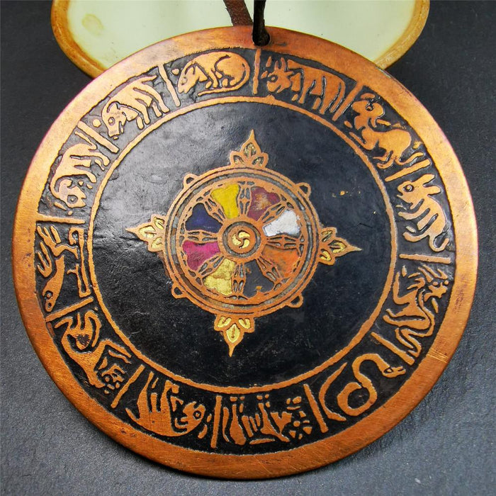 Prayer Wheel Pendant 2.95" - Tibetan Buddhist art, close-up detail