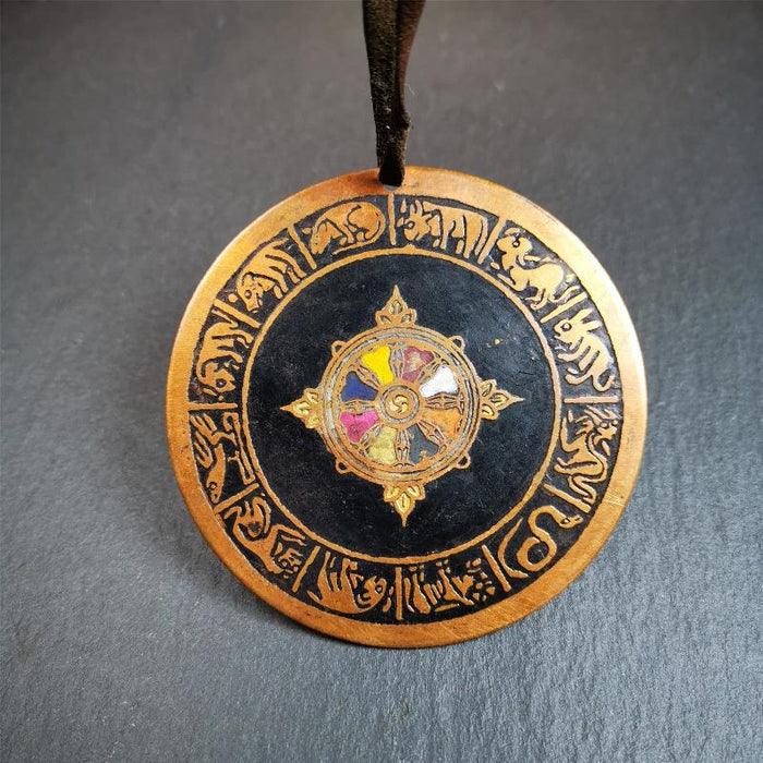 Prayer Wheel Pendant 2.95" - Tibetan Buddhist art, view 6
