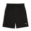 Black mens woven athletic shorts with elastic waistband and small PUMA logo