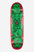 Punter Deck 9.125 Animal Collector skateboard with bold green stacked creatures on a red maple deck by Keith Shore.