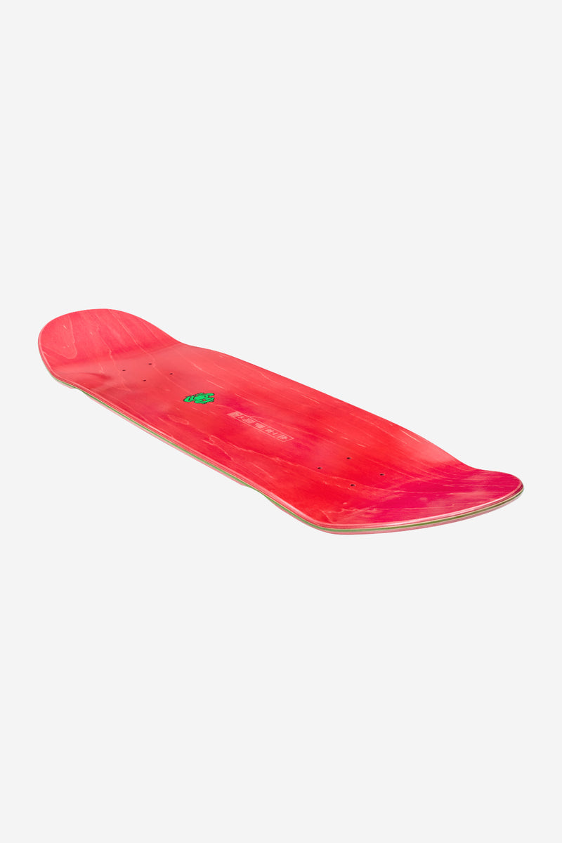 Punter Animal Collector longboard deck in red with Keith Shore artwork on a wide semi-football shape
