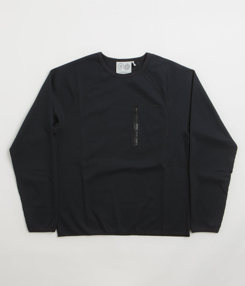 Purple Mountain Observatory Waffle Long Sleeve T-Shirt in Black