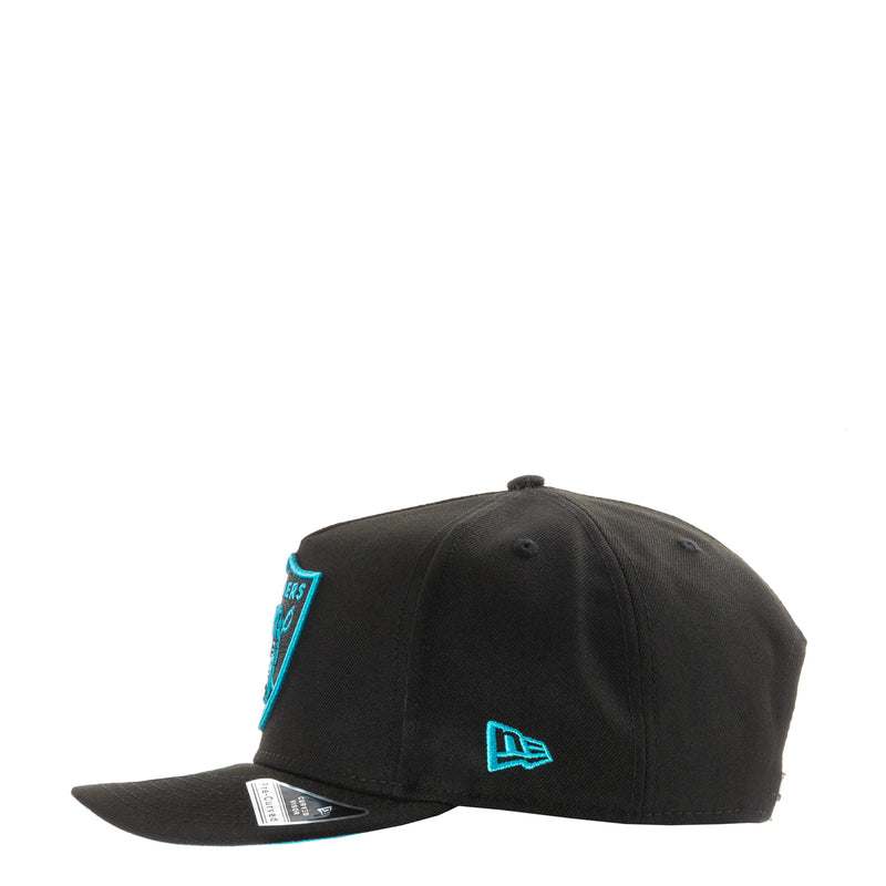 Black A-Frame baseball cap, angled side view with Raiders Vice Blue logo patch