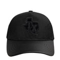 Black low-profile snapback cap with embroidered team logo on front panel