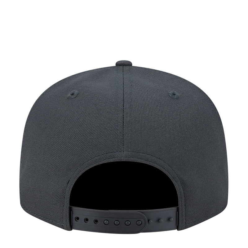Dark gray baseball cap with snapback closure and vented back panels