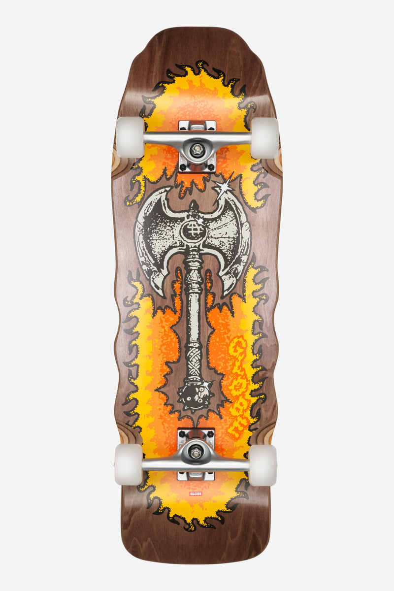 Top view of Restless Cruiserboard 10.0 Axe Man deck with black grip tape