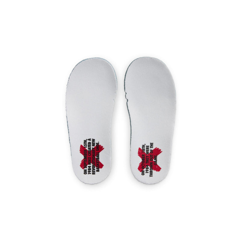 Toddler sneaker insoles, white with red graphic and Nike text