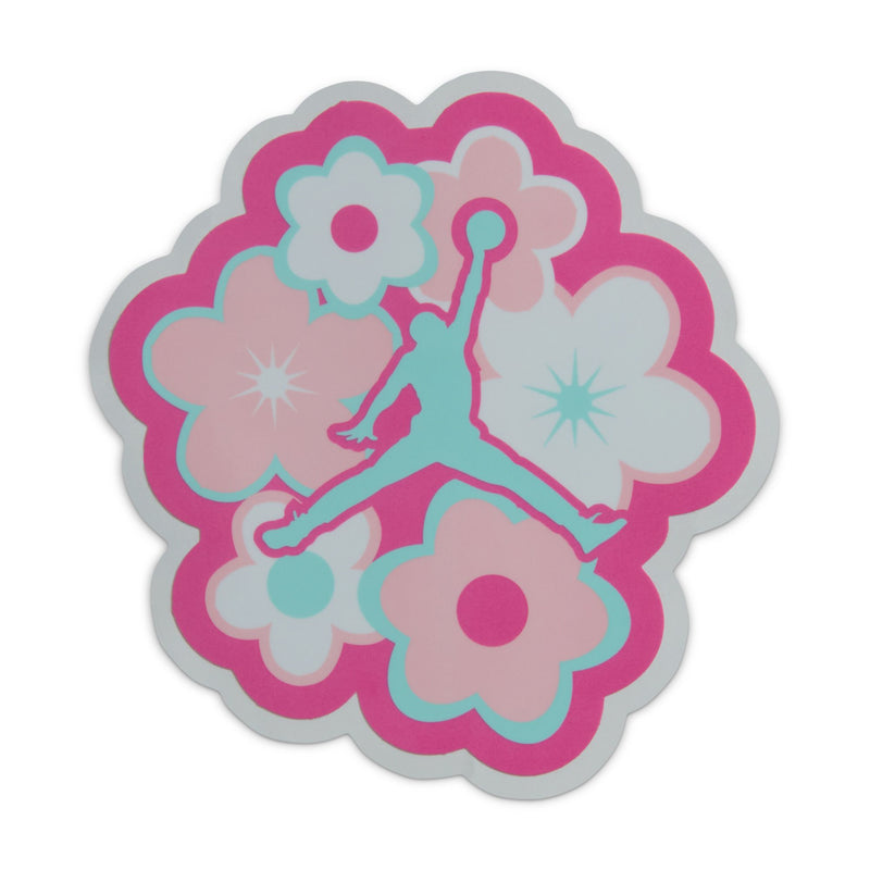Colorful cloud-shaped flower patch with pink, teal, and gray outlines