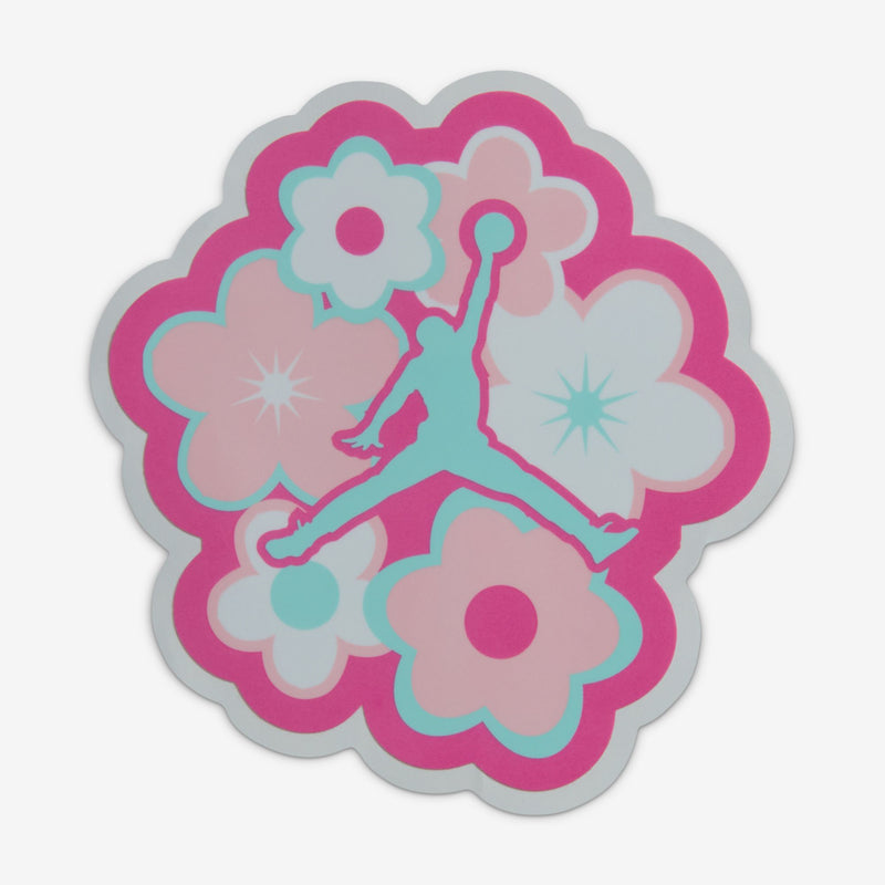 Colorful cloud-shaped graphic sticker with pink runner silhouette and sparkles