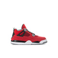 Kids red and black athletic sneakers with white midsole and gray outsole