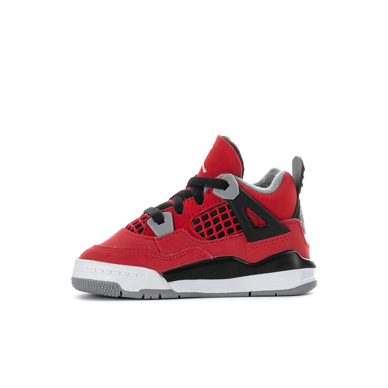 Toddler red and black sneakers with perforated lace panel and white midsole