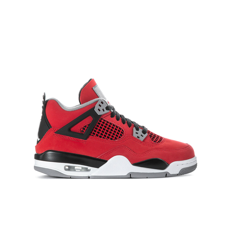 Youth red mesh suede sneakers, black lace-up, white/gray midsole with air unit