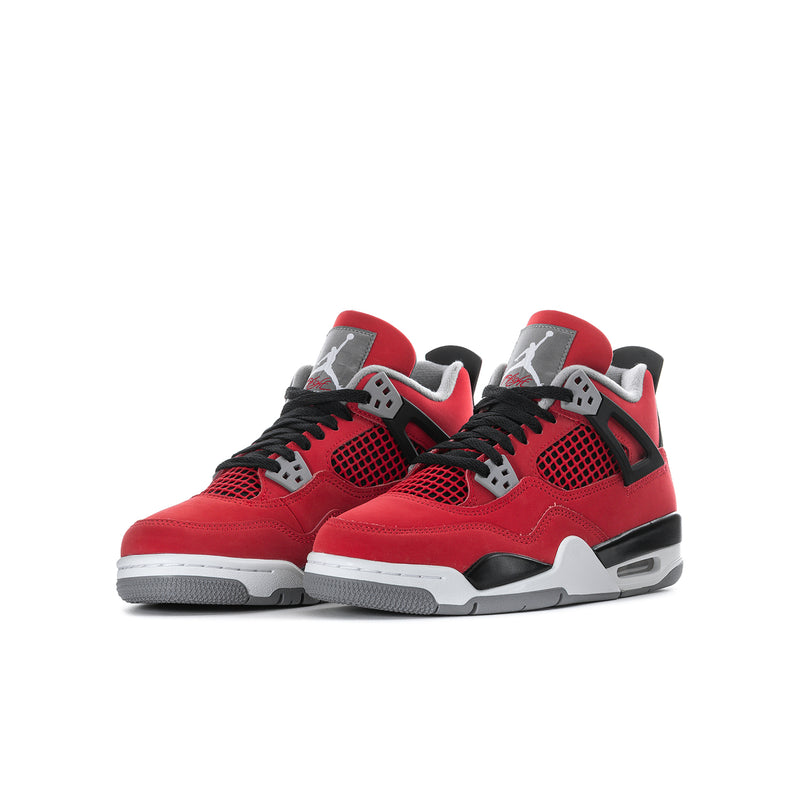 Youth red lace-up sneakers with mesh panels, black eyestays, white midsole