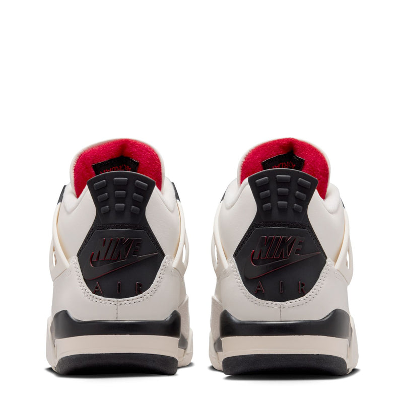 Youth sneaker heel view in sail white with red lining and black outsole