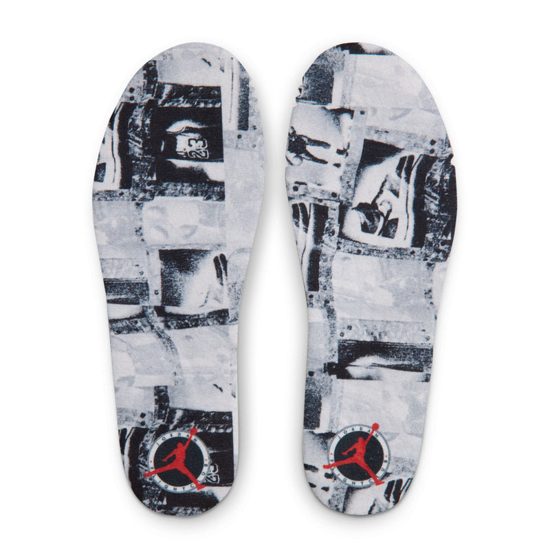 Youth sneaker insoles with graphic print and Jordan logo on light background