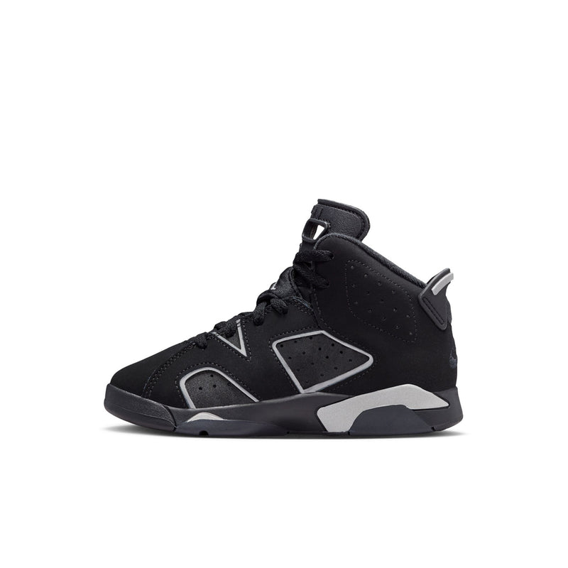 Kids black high-top sneakers with velcro strap and gray/white side panel