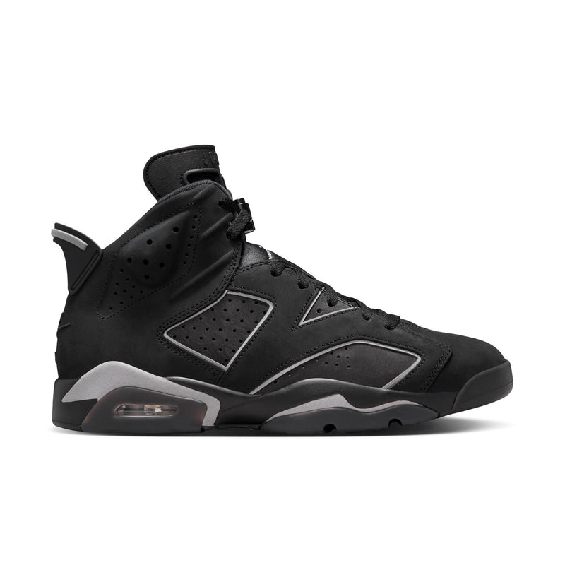 Men's black high-top sneakers with perforated panels and lace-up front