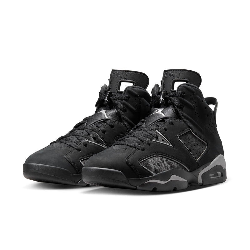 Men's black high-top sneakers, side view with lace-up closure and ankle strap