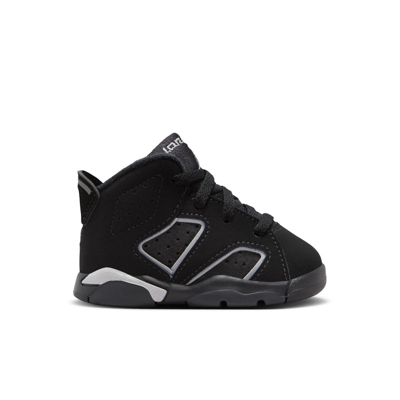 Black toddler low-top sneaker with lace-up, side panel details, and chunky sole