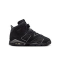 Youth black high-top sneakers, front three-quarter angle