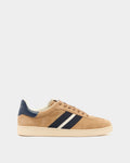 Retro Crest Sneaker in Beige Suede and Blue Leather