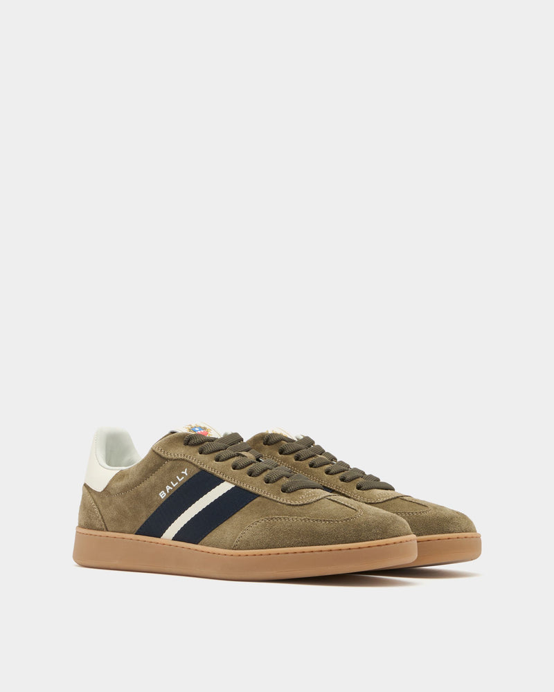 Retro Crest Sneaker in Green Suede