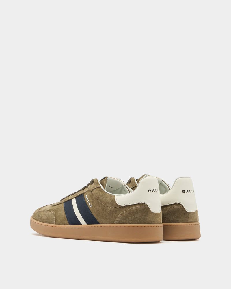 Retro Crest Sneaker in Green Suede