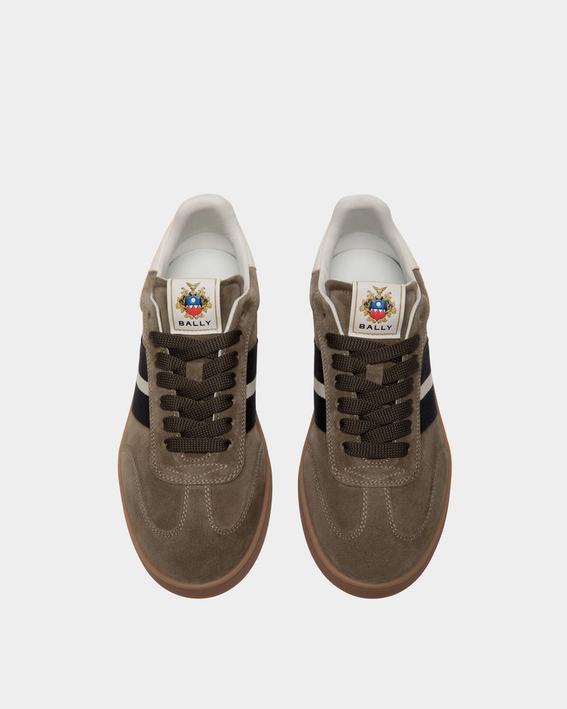Retro Crest Sneaker in Green Suede