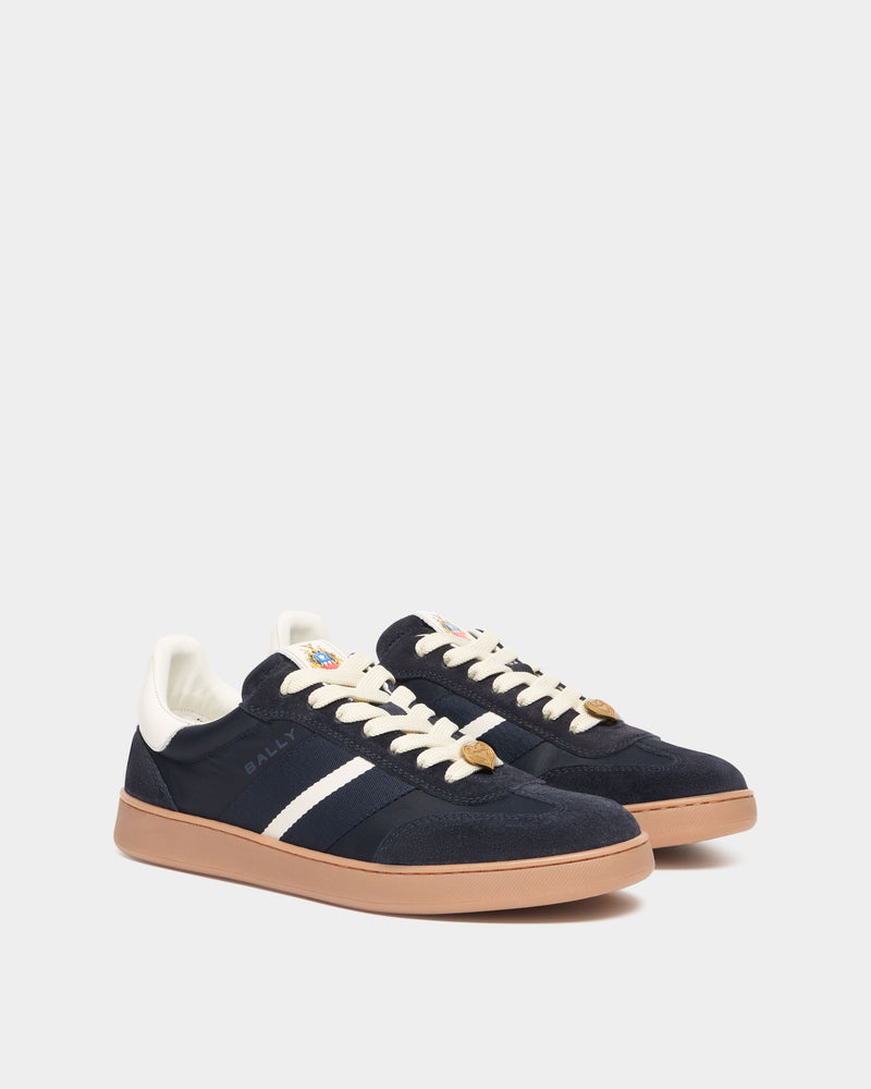 Retro Crest Sneaker in Navy Blue and White Fabric