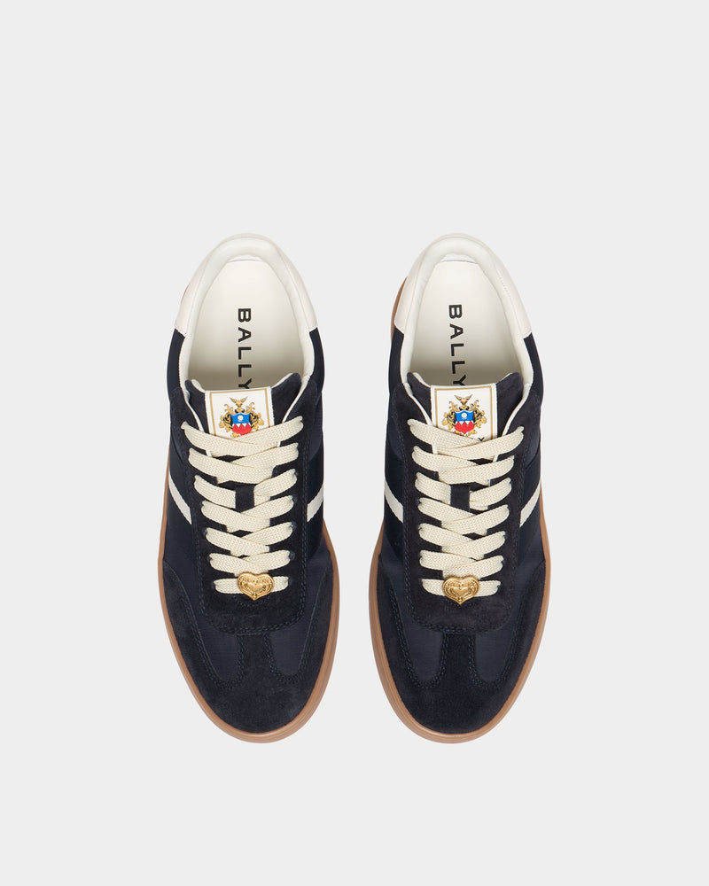 Retro Crest Sneaker in Navy Blue and White Fabric