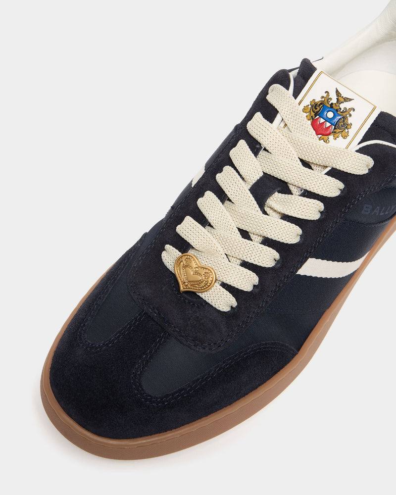 Retro Crest Sneaker in Navy Blue and White Fabric
