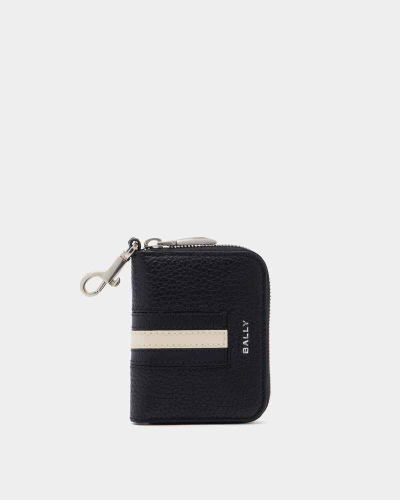 Ribbon Key Holder in Black Grained Leather