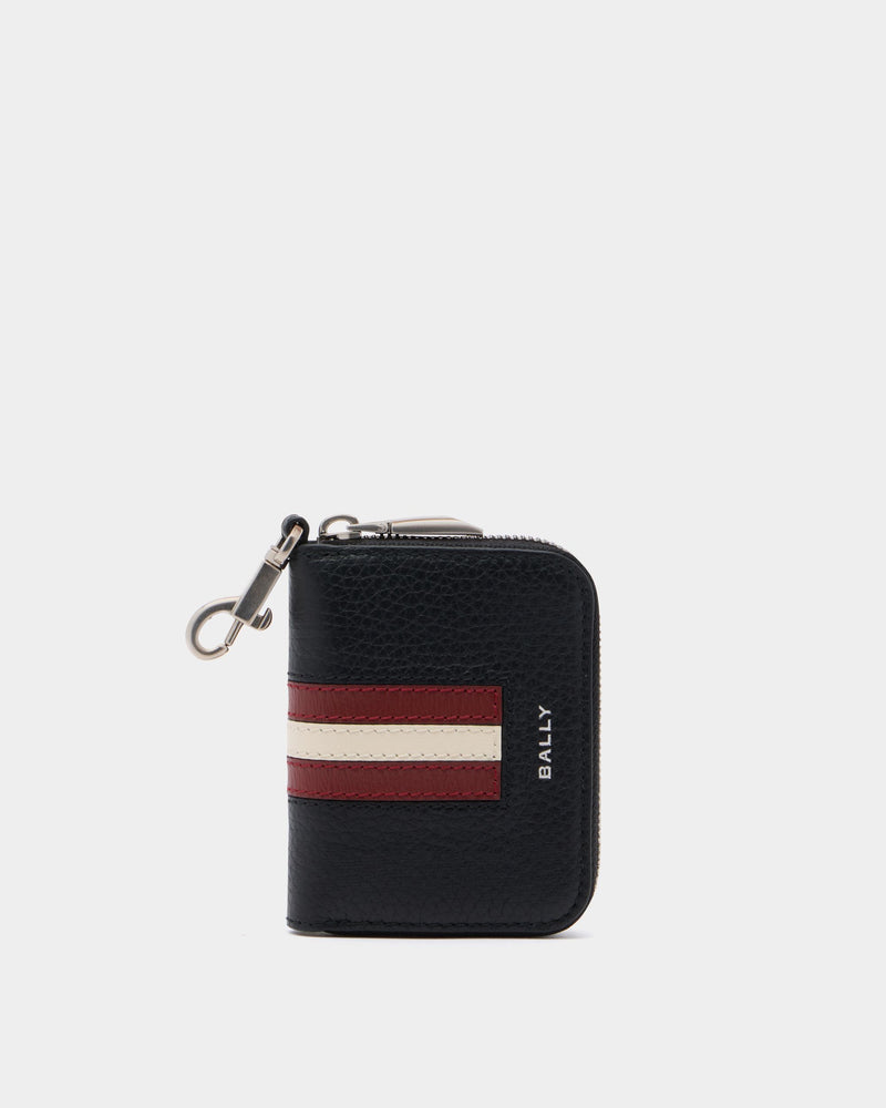 Ribbon Key Holder in Black Grained Leather