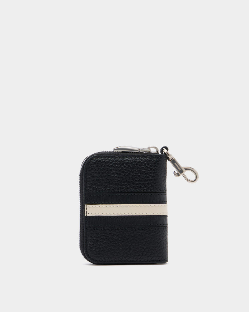 Ribbon Key Holder in Black Grained Leather